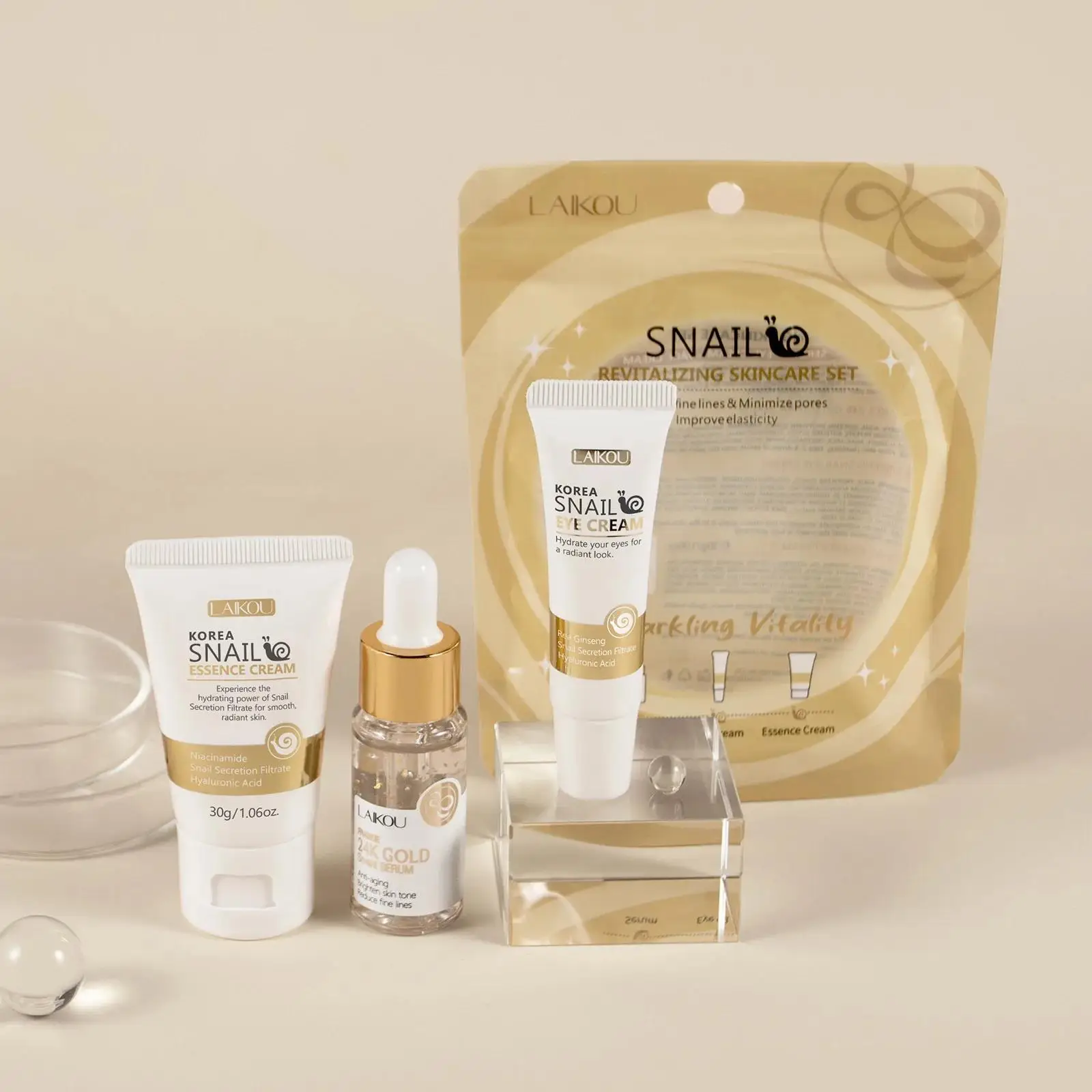 Luxury Skincare Line - 24-каратное золото, восстанавливающая сыворотка с улиткой,